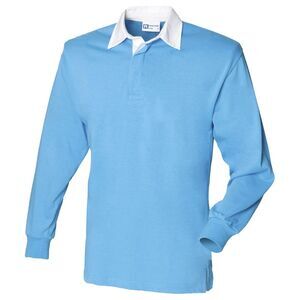 Front Row Long Sleeve Classic Rugby Sports Cotton Plain Polo Shirt /T-Shirt /Top
